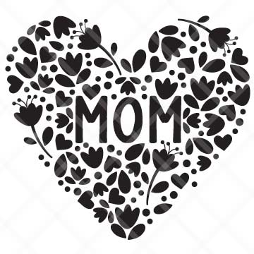 Floral Mom Heart SVG Cut File