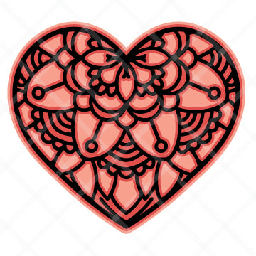 Layered Heart Mandala SVG Cut File